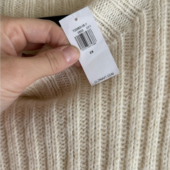 Old Navy Sweater Woman’s Size 2X Cream White Long Sleeve Knit Sweater Long Tunic - Picture 5 of 7